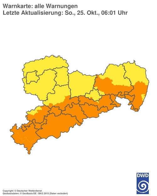 Aktuelle Warnkarte: Sachsen